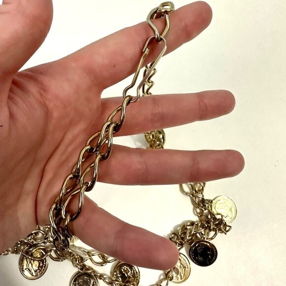 Gold Coin Vintage Chain Link Belt One Size - Picture 7 of 7